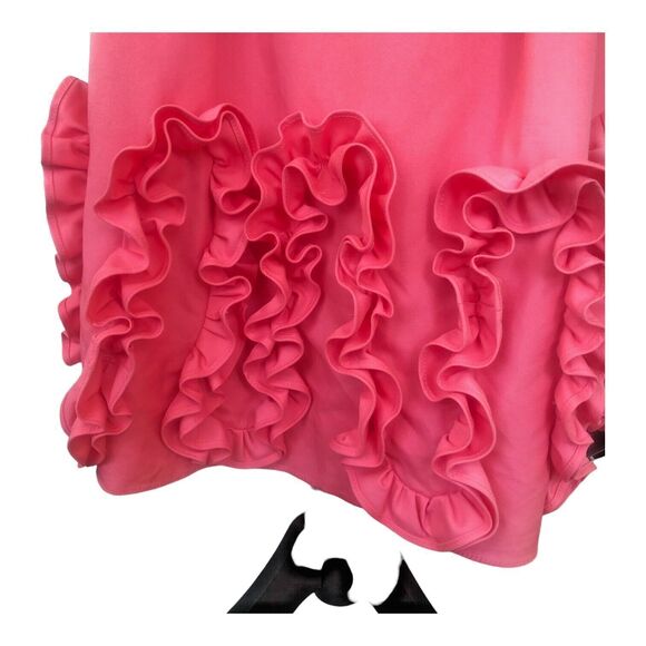 Rare Priscilla of Boston sz 14 Salmon Pink Cocktail Party Ruffle Dress Cotton - Picture 4 of 14